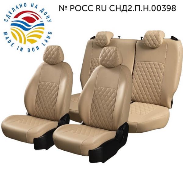 Чехлы Экокожа Турин Ромб на Nissan Sentra 7 (B17) 2012-2017 г.в.